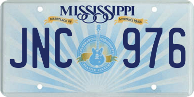 MS license plate JNC976