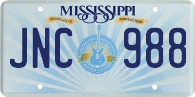 MS license plate JNC988