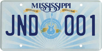 MS license plate JND001