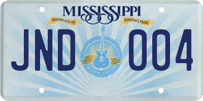 MS license plate JND004
