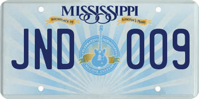 MS license plate JND009
