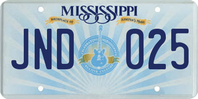 MS license plate JND025