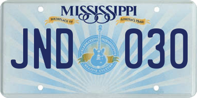 MS license plate JND030