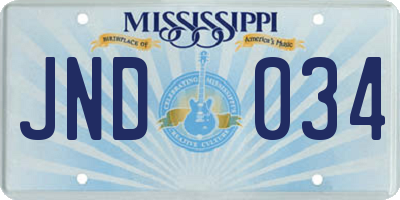 MS license plate JND034