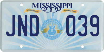 MS license plate JND039
