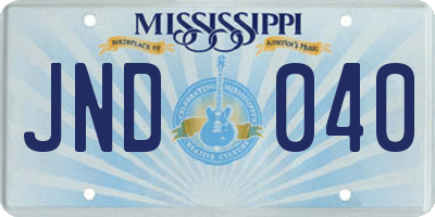 MS license plate JND040