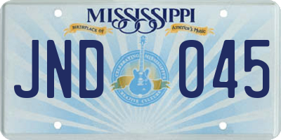 MS license plate JND045