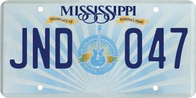MS license plate JND047