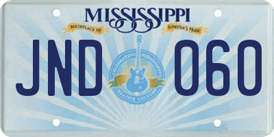 MS license plate JND060