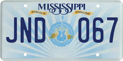 MS license plate JND067