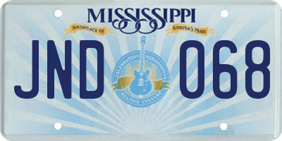 MS license plate JND068