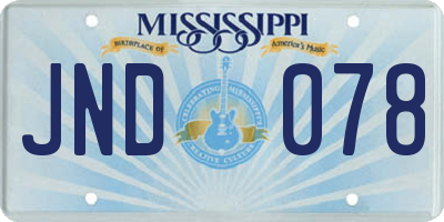 MS license plate JND078