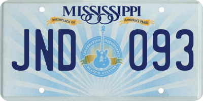 MS license plate JND093