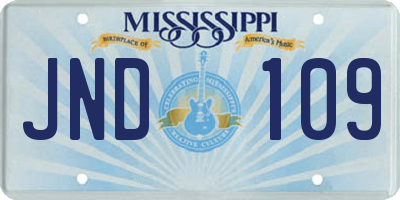 MS license plate JND109