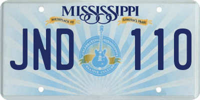 MS license plate JND110