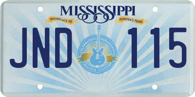 MS license plate JND115