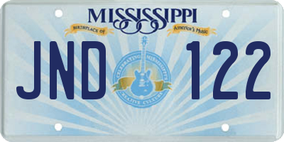 MS license plate JND122