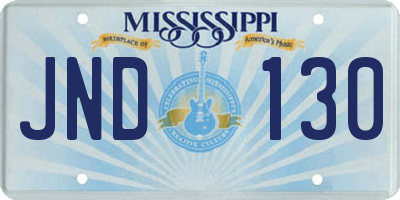 MS license plate JND130