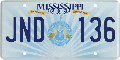 MS license plate JND136