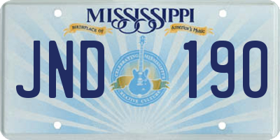 MS license plate JND190