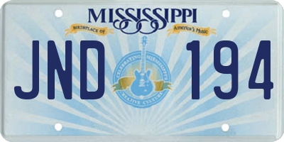 MS license plate JND194