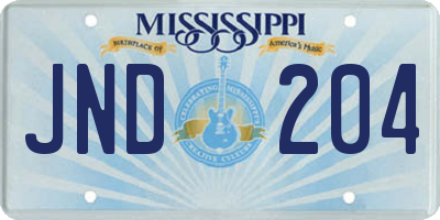MS license plate JND204