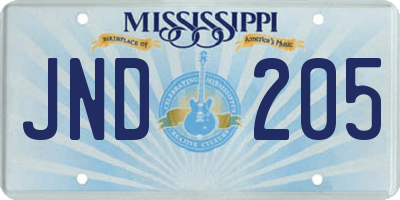 MS license plate JND205