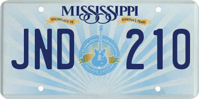 MS license plate JND210