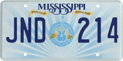 MS license plate JND214