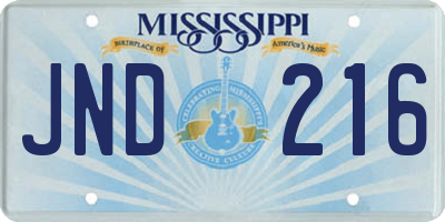 MS license plate JND216