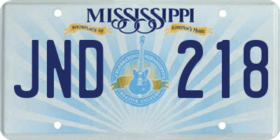 MS license plate JND218