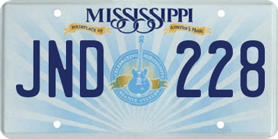 MS license plate JND228