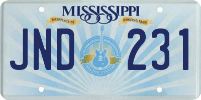 MS license plate JND231