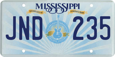 MS license plate JND235