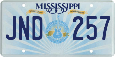 MS license plate JND257