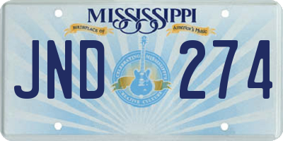 MS license plate JND274