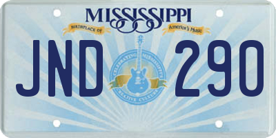 MS license plate JND290