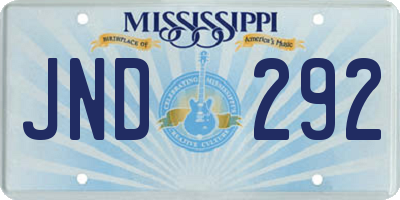 MS license plate JND292