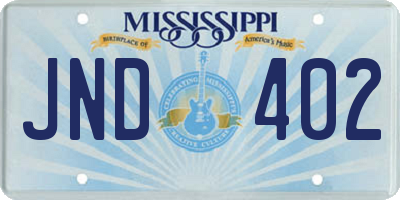 MS license plate JND402