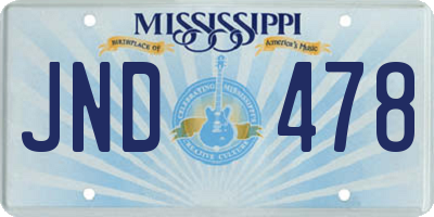 MS license plate JND478