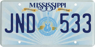 MS license plate JND533
