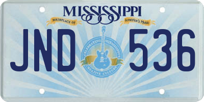MS license plate JND536