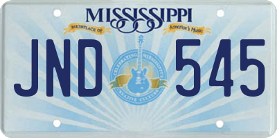 MS license plate JND545