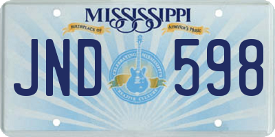 MS license plate JND598