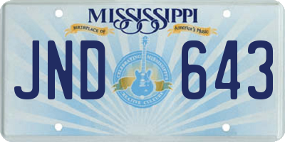 MS license plate JND643