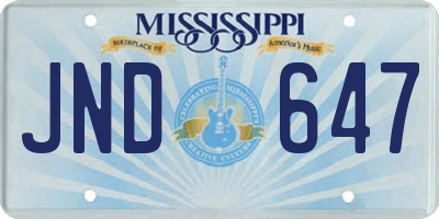 MS license plate JND647