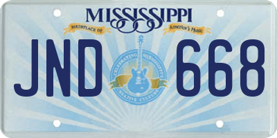 MS license plate JND668