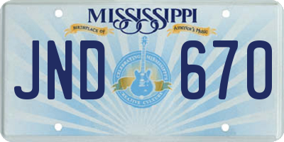 MS license plate JND670