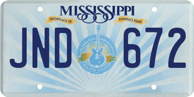 MS license plate JND672