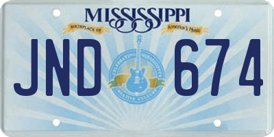 MS license plate JND674